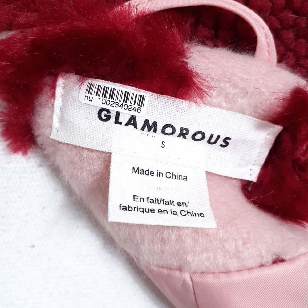 Glamorous Fleece Faux Fur Coat S Sherpa Collar and Cuffs CL - Picture 7 of 9